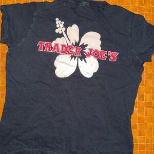 Black T-Shirt with White Hibiscus Graphic